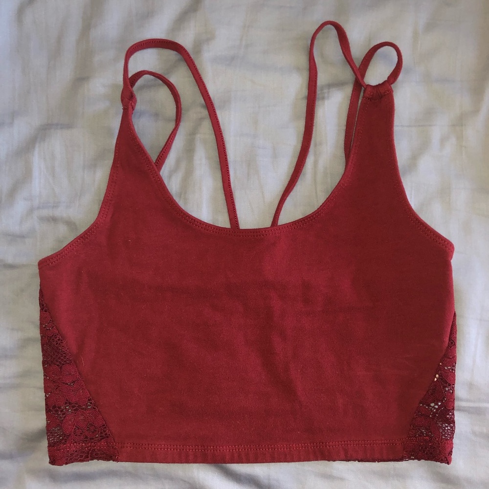 Burgundy Crop Top with Lace back
